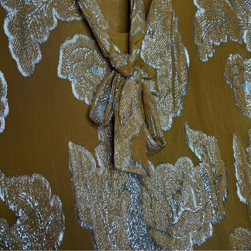 Anthropologie Maeve gold flounce skirt dress petite M - Picture 14 of 14